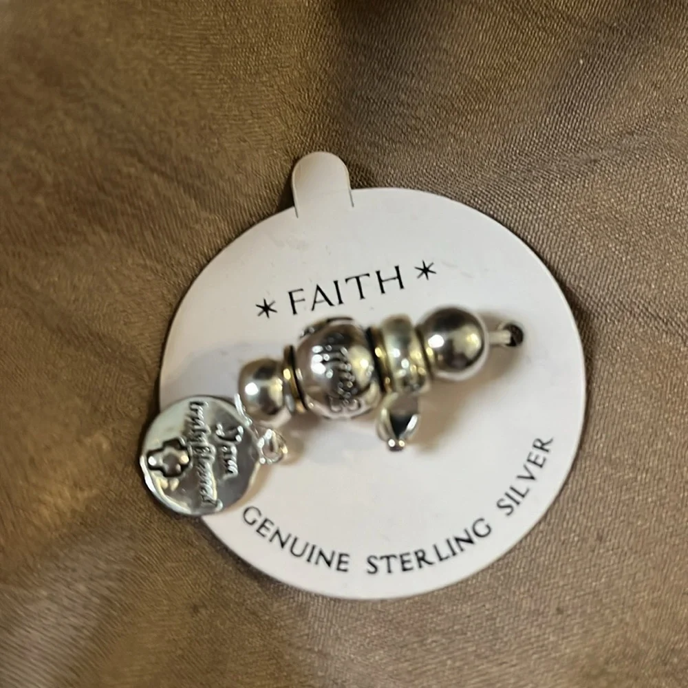 Sterling Silver Faith Charm Beads - Picture 4 of 5